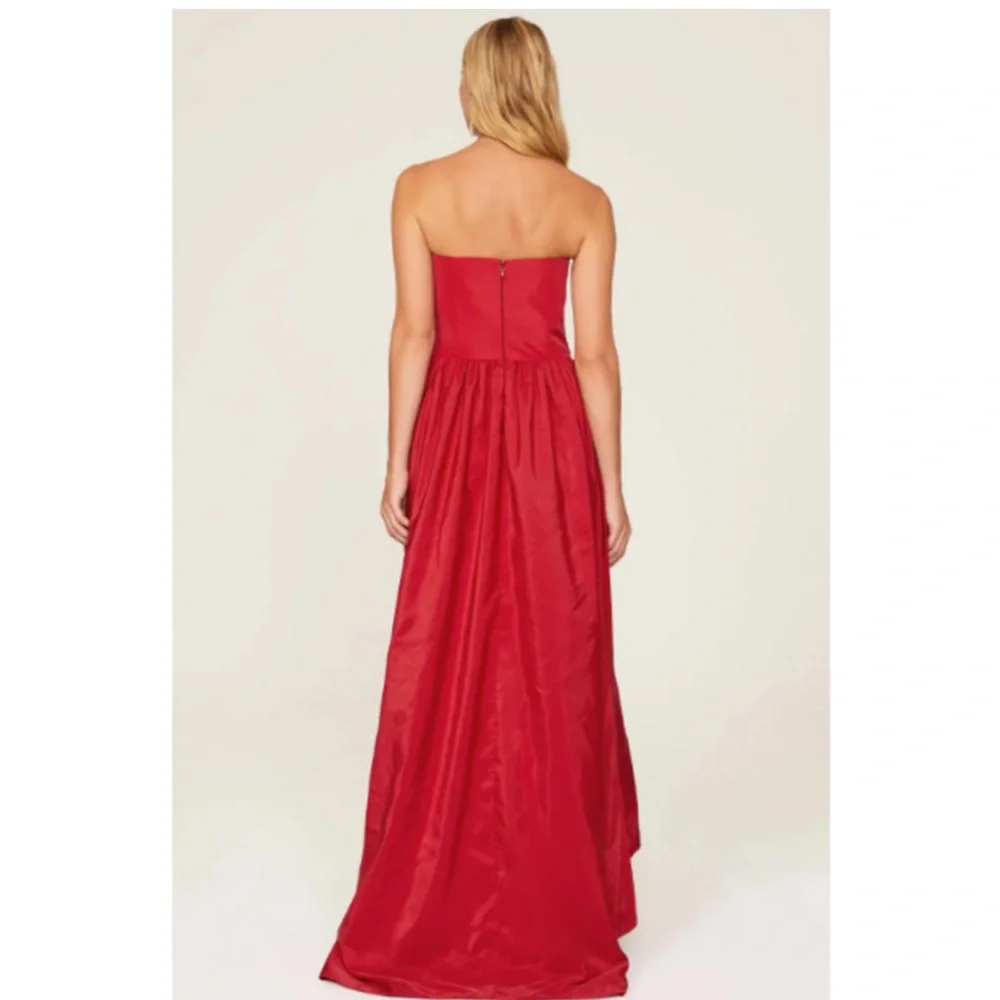 ML Monique Lhuillier Strapless High Low Maxi Gown Dress Red Women's Size 4 - Picture 14 of 14